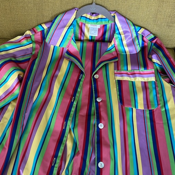 Dannyjams PJs Women Size 1X Rainbow Colored Stripes Silky Soft - Picture 9 of 11